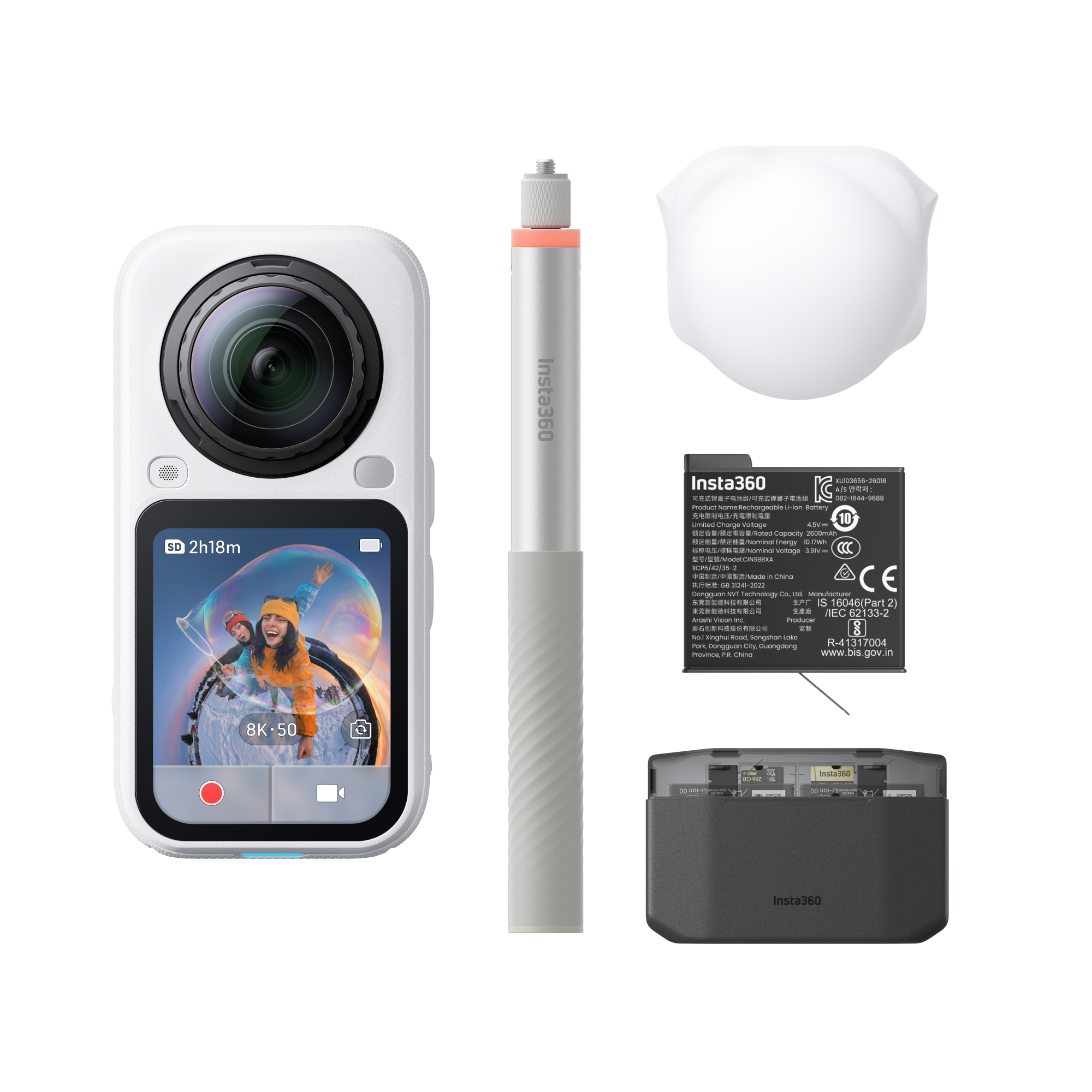 INSTA360 X6 360 Camera Essentials Bundle| 8K Camera + 2x Extreme Batteries + 114cm Invisible Sefie Stick + Lens Cap + Fast Charge Case + Pouch + USB-C Cable + Exteneded Warranty - Black