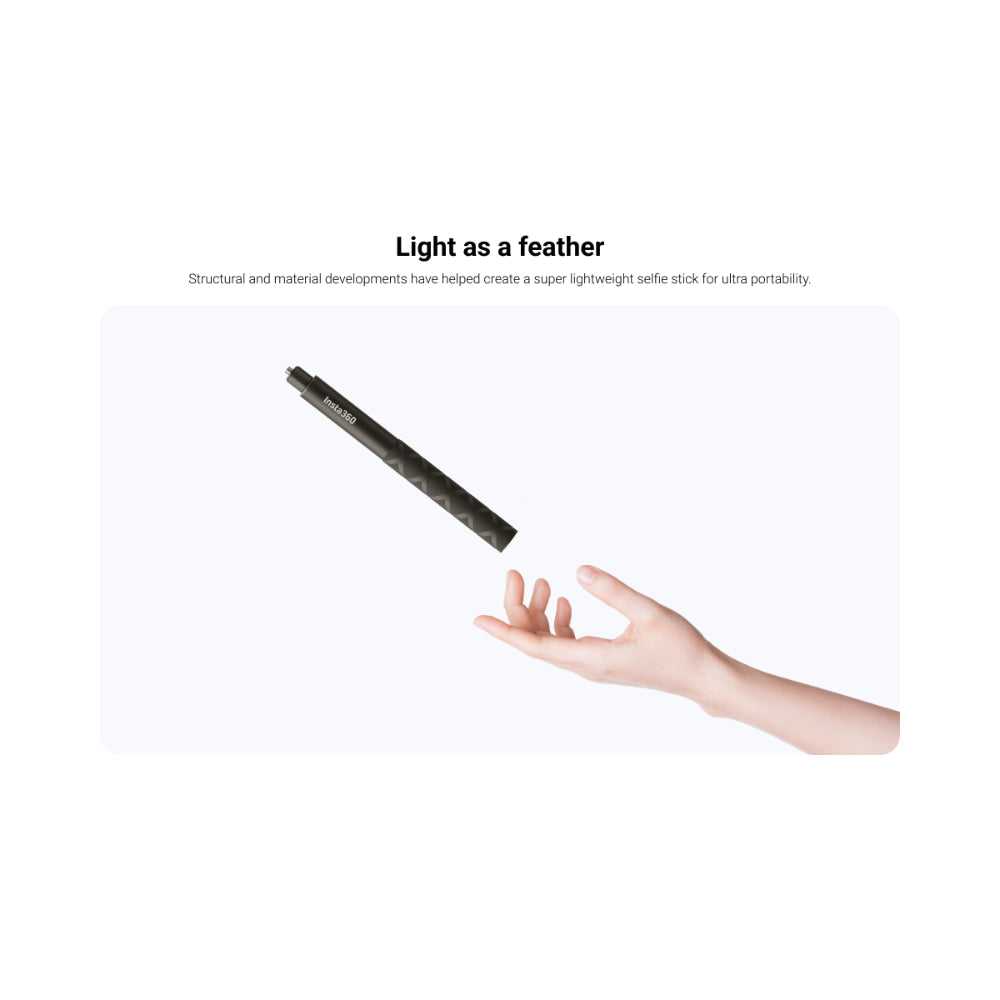 Insta360 Invisible Selfie Stick 114cm| 3.7Ft Aluminum Alloy Invisible Stick, Auto-Removed in 360° Shots, Lightweight @ 118 grams, Ideal for Third Person Views, Works w/ X6,X5,X4,X3,GO 3S/S,Ace Pro - Black