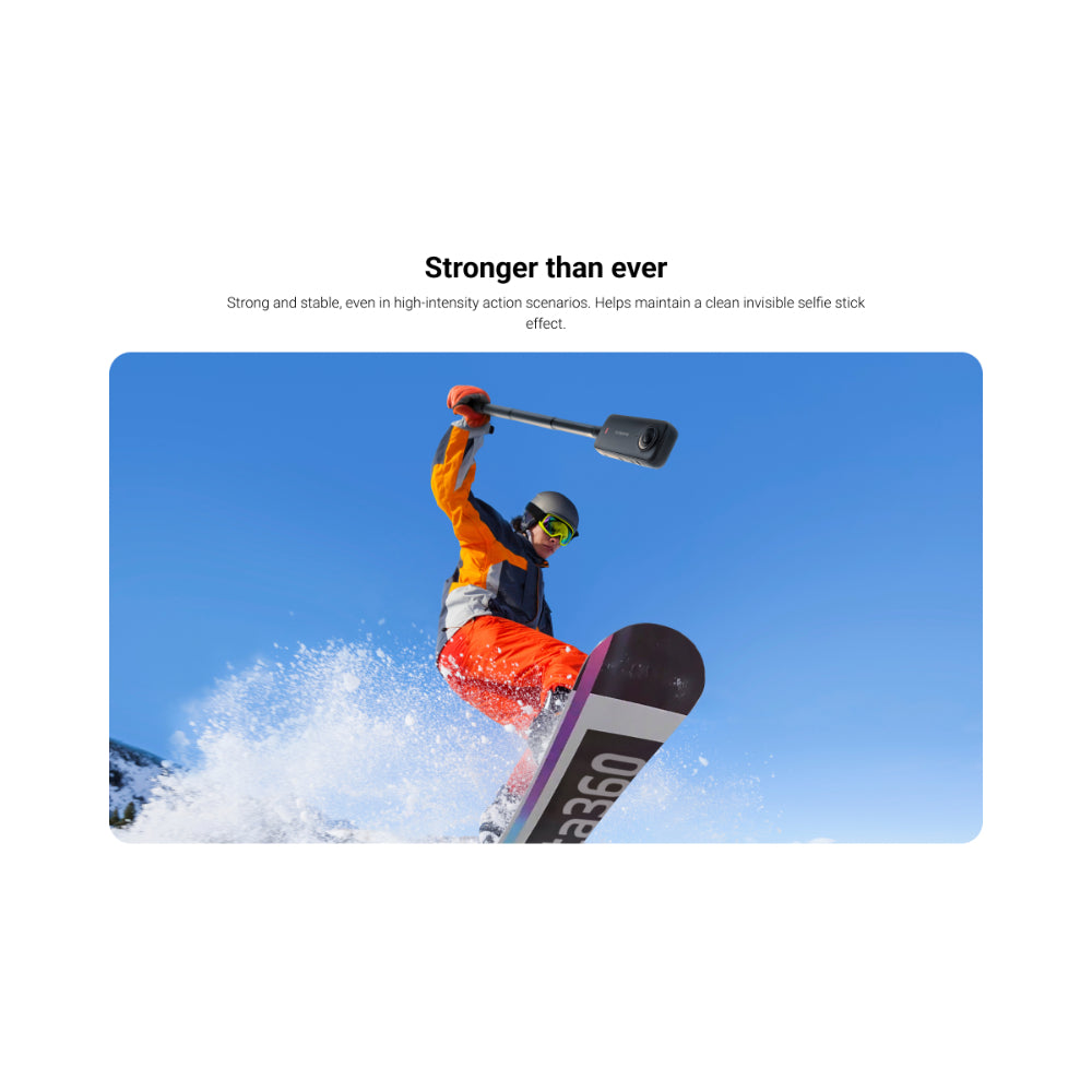 Insta360 Invisible Selfie Stick 114cm| 3.7Ft Aluminum Alloy Invisible Stick, Auto-Removed in 360° Shots, Lightweight @ 118 grams, Ideal for Third Person Views, Works w/ X6,X5,X4,X3,GO 3S/S,Ace Pro - Black