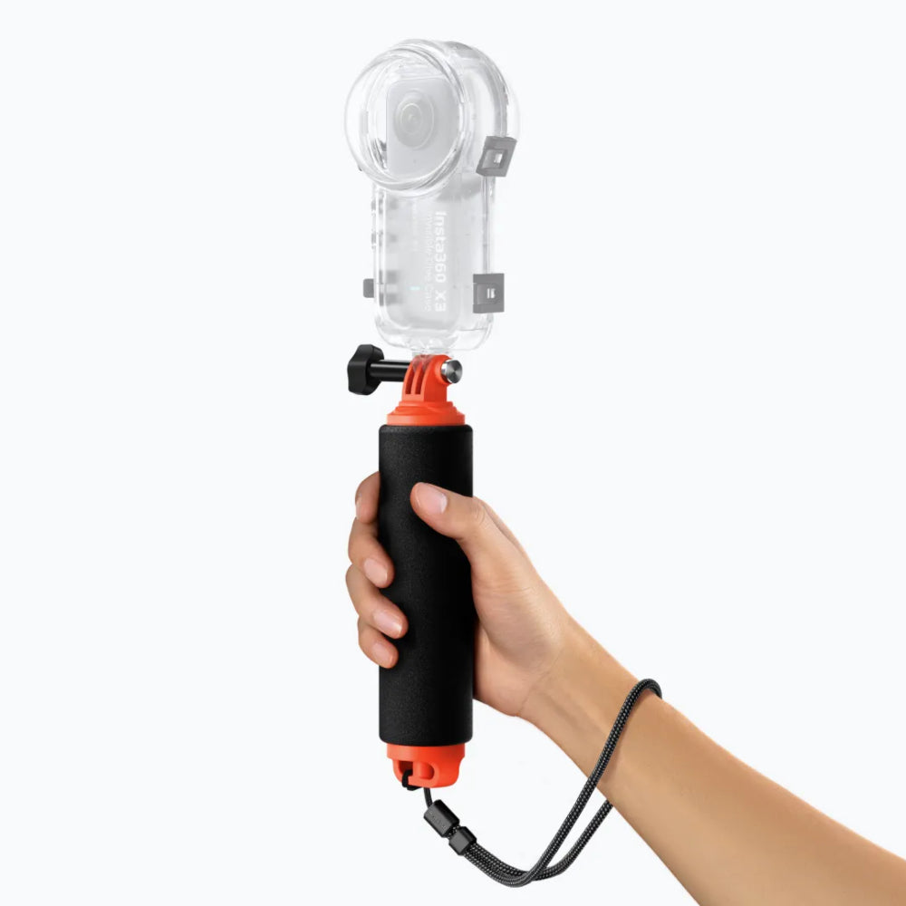 Insta360 Floating Hand Grip Stick with camera attached