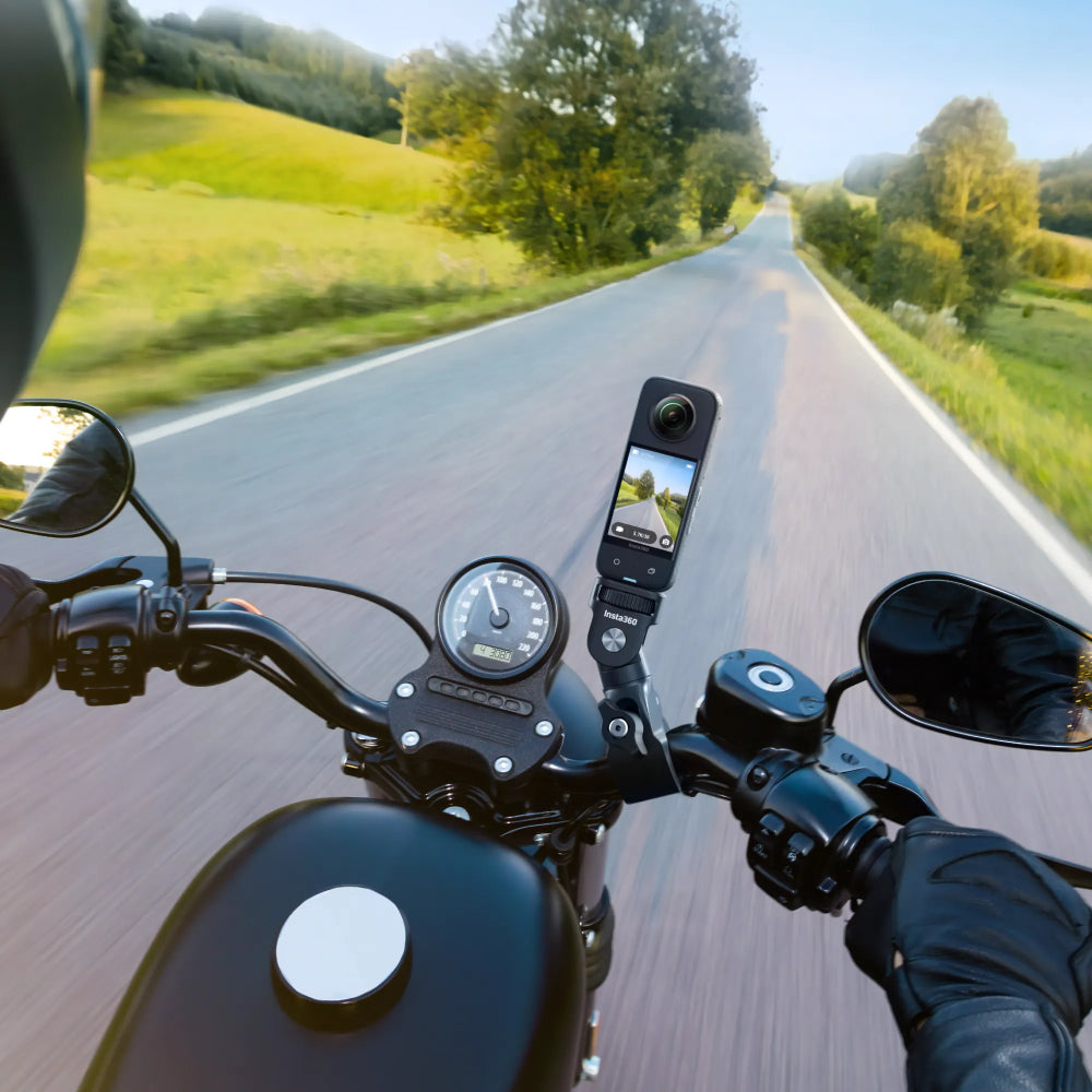 Insta360 Activity Motorcycle Kit adhesive mount on helmet