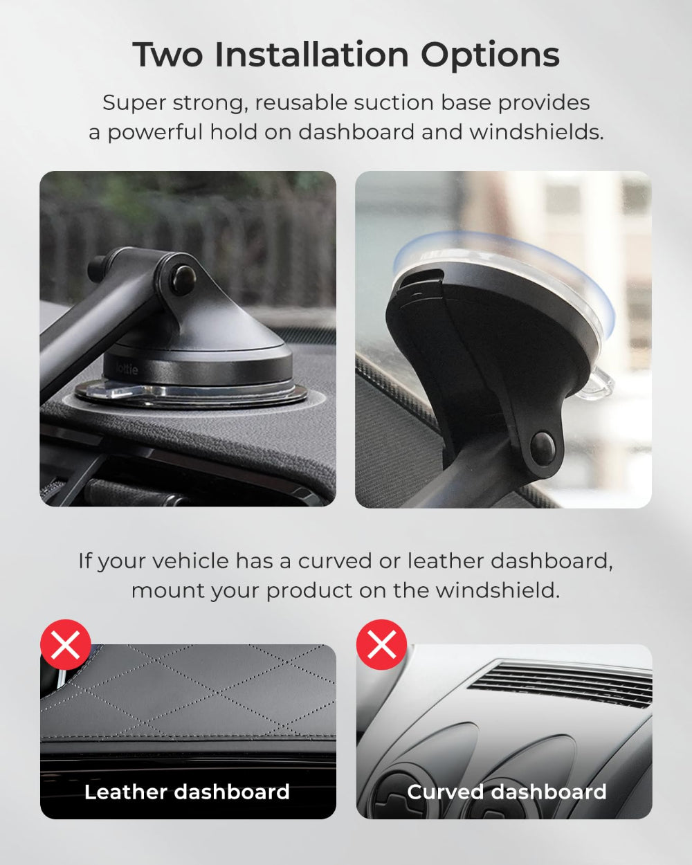 iOttie iTap 3 Magnetic Dashboard & Windshield Mount, MagSafe Compatible, N52 Magnets, Dashboard and Windshield Car Phone Holder, Black