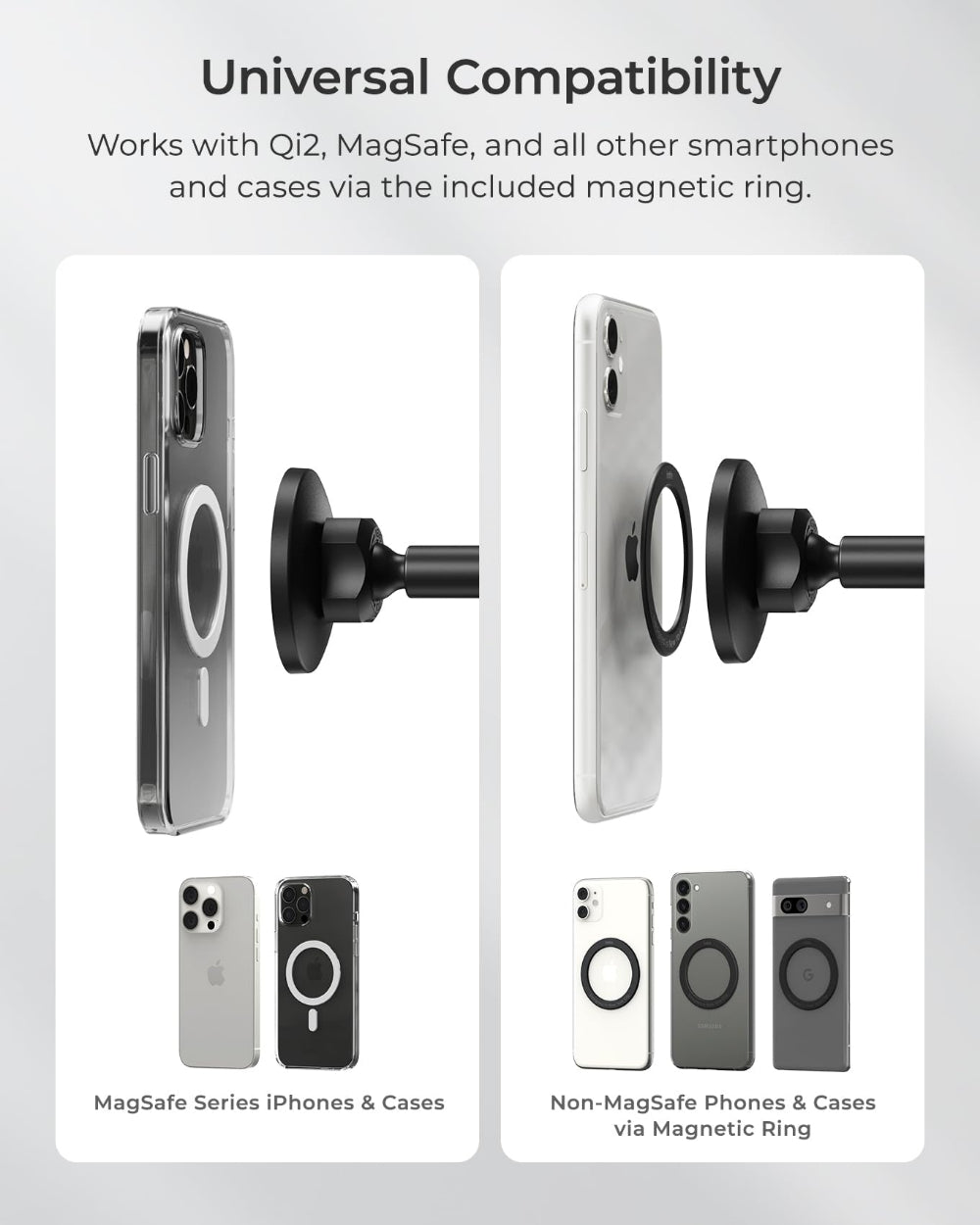iOttie iTap 3 Magnetic Dashboard & Windshield Mount, MagSafe Compatible, N52 Magnets, Dashboard and Windshield Car Phone Holder, Black