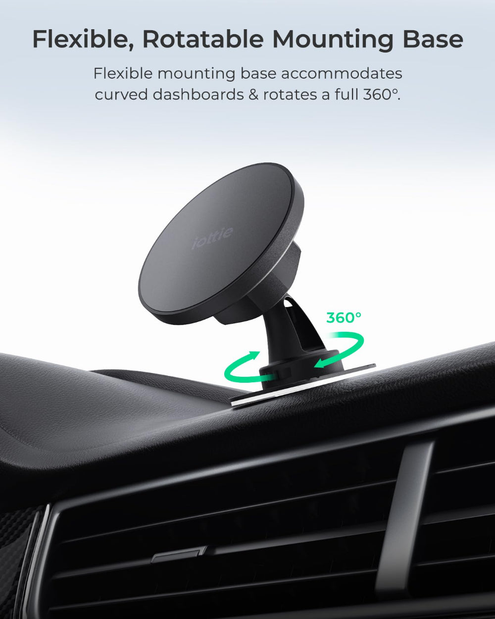 iOttie iTap 3 Magnetic Flush Mount, MagSafe Compatible Car Phone Holder, Dashboard Adhesive Mount, Black