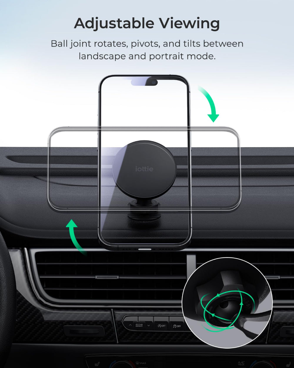 iOttie iTap 3 Magnetic Flush Mount, MagSafe Compatible Car Phone Holder, Dashboard Adhesive Mount, Black