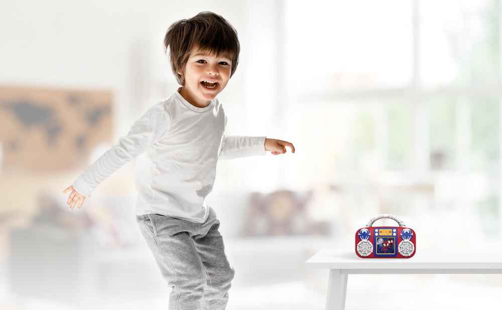 ekids Kiddesign Spiderman Sing Along Mini Music Player with Speaker Built-in Music,Kids Freeze-Dance Machine for Fans of Amazing Spiderman and Friends Toys for Boys and Girls