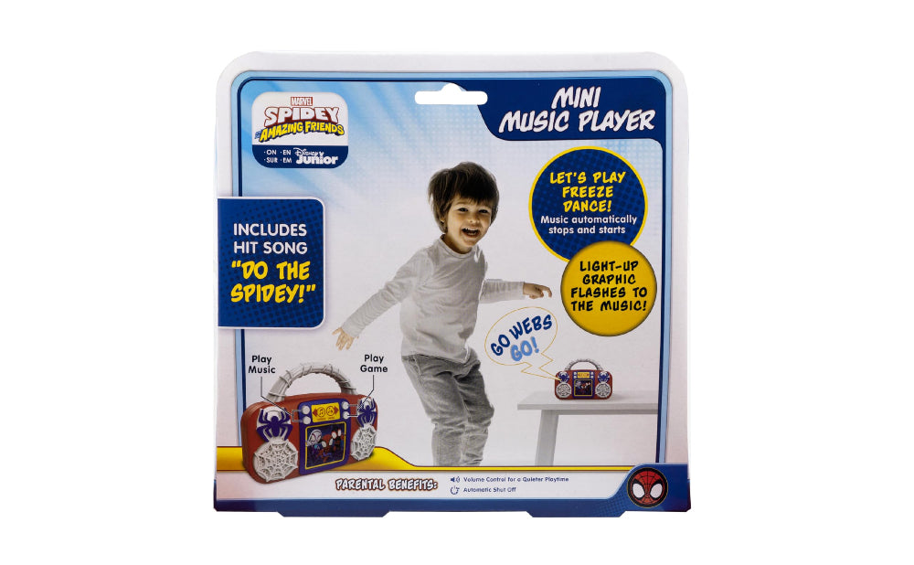 ekids Kiddesign Spiderman Sing Along Mini Music Player with Speaker Built-in Music,Kids Freeze-Dance Machine for Fans of Amazing Spiderman and Friends Toys for Boys and Girls
