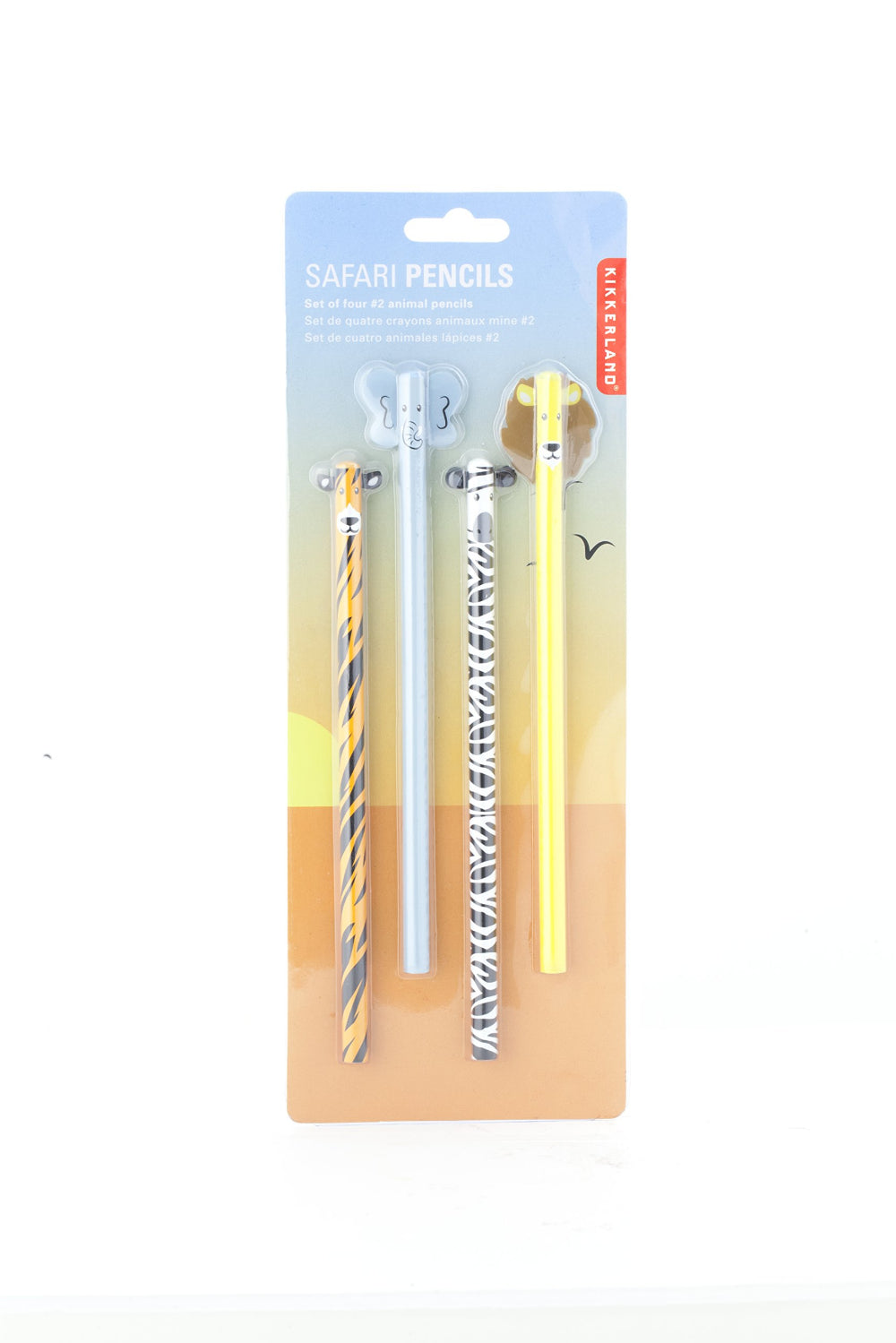 Kikkerland Safari Animal Pencils Set of 4| Creature-Topped Graphite Pencils for School, Office, Writing, Drawing and Gifts, Multicolor