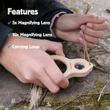 Kikkerland Huckleberry Dual Magnifier, 5X and 10X Shatterproof Magnifying Glass, Kids Outdoor Explorer Tool with Carrying Loop