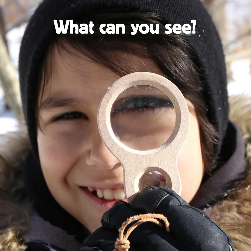 Kikkerland Huckleberry Dual Magnifier, 5X and 10X Shatterproof Magnifying Glass, Kids Outdoor Explorer Tool with Carrying Loop