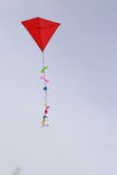 Kikkerland Huckleberry Red Kite, Easy Assemble Outdoor Kite, Durable Ripstop Nylon, Bamboo Frame, Carrying Case and Decorative Ribbons, Red