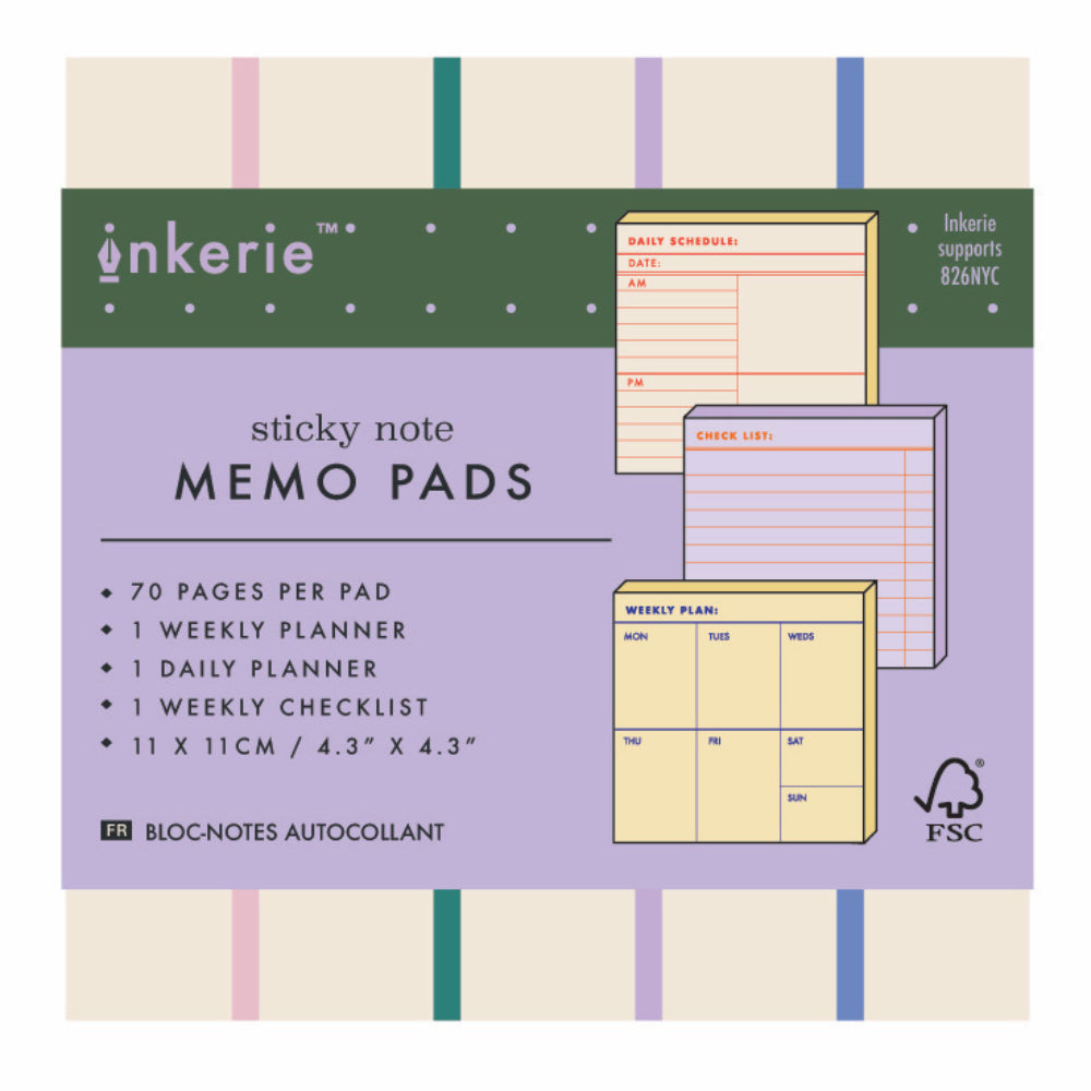 KIKKERLAND Set Of 3 Sticky Note Memo Pads