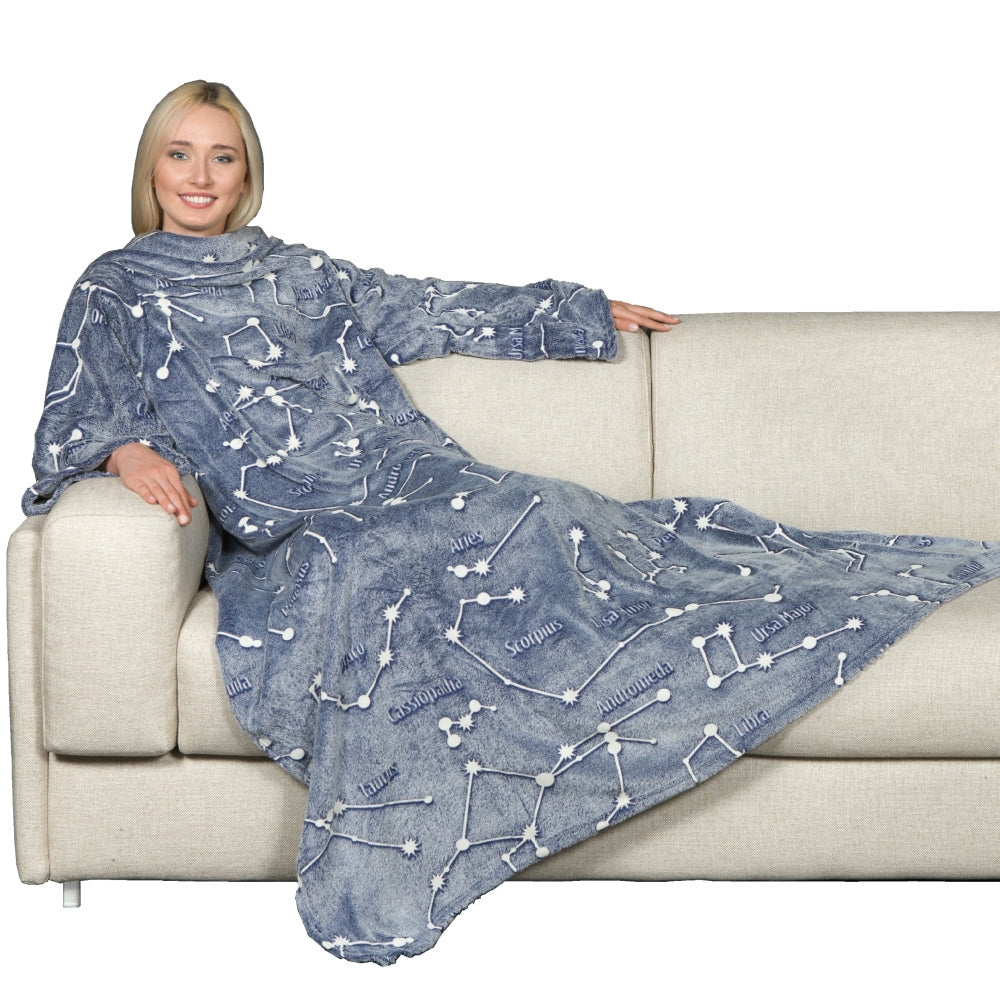 [OPEN BOX] KANGURU Blanket With Sleeves and a Pocket - Constellations - Deluxe Glow