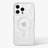 Kate Spade Clear Floral Case Compatible with iPhone 15 Pro Max 2023 6.7" - 10Ft Drop Protection Cover, Made from Recycled Materials, Magsafe Wireless Charging Compatible - Modern Floral Silver