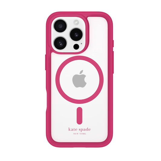 Case-mate Kate Spade MagSafe Ultra Protective Case for  iPhone 16 Pro 6.3" 2024| 16-Ft Drop Protection, Shock Absorbing Flexible Sides, Raised Edges, Clear Back - PomPom Pink