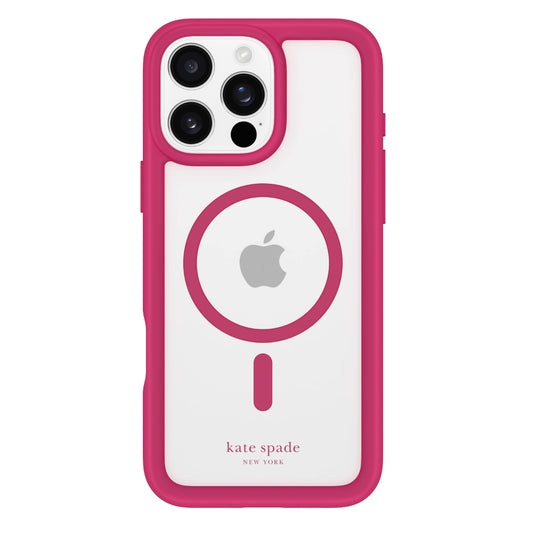 Case-mate Kate Spade MagSafe Ultra Protective Case for  iPhone 16 Pro Max 6.9" 2024| 16-Ft Drop Protection, Shock Absorbing Flexible Sides, Raised Edges, Clear Back - PomPom Pink