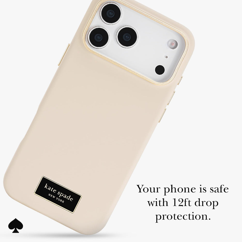 جراب CASE-MATE Kate Spade لهاتف iPhone 17 Pro Max، مصنوع من السيليكون، بلون بيج مثالي، مزود بخاصية MagSafe