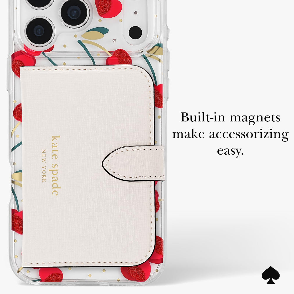 غطاء حماية CASE-MATE Kate Spade لهاتف iPhone 17 Pro بنقشة Cherry Dot مع خاصية MagSafe
