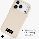 جراب CASE-MATE Kate Spade لهاتف iPhone 17 Pro، مصنوع من السيليكون، بلون بيج مثالي، مزود بمنفذ Magsafe