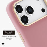جراب CASE-MATE Kate Spade لهاتف iPhone 17 Pro، مصنوع من السيليكون، بنقشة لون وردي داكن، مزود بخاصية Magsafe