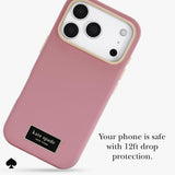 جراب CASE-MATE Kate Spade لهاتف iPhone 17 Pro، مصنوع من السيليكون، بنقشة لون وردي داكن، مزود بخاصية Magsafe