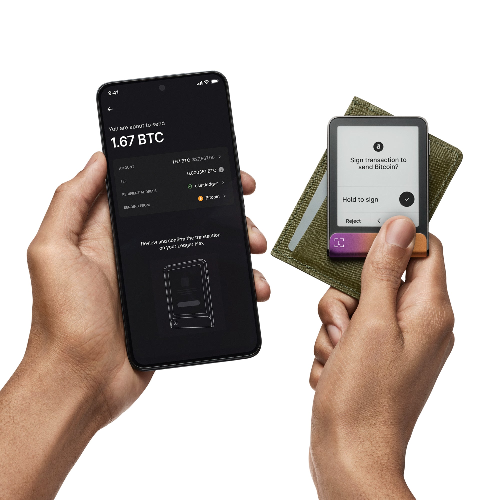 Ledger Flex Crypto Hardware Wallet with Recovery Key, Touchscreen, Bluetooth, USB-C, NFC, Secure Offline Backup, 15,000+ Coins and NFTs, Ferro Fuchsia