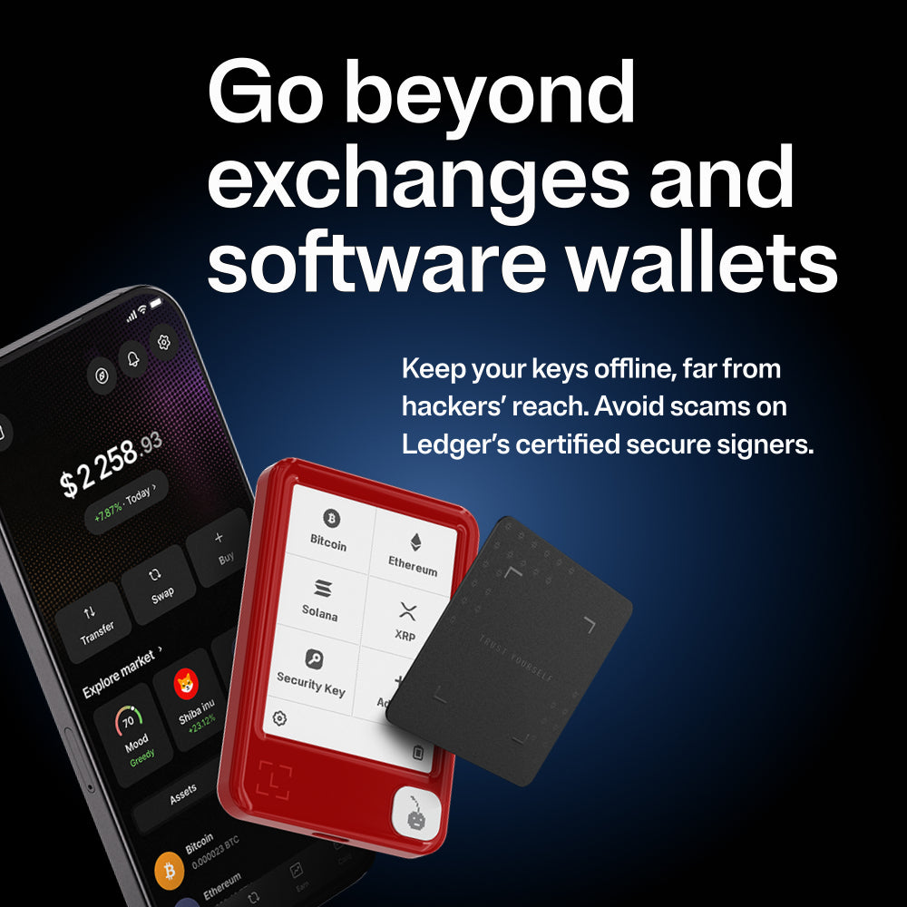 Ledger Nano Gen5 Crypto Hardware Wallet with Recovery Key – Cherry Red | 2.8” E Ink Touchscreen, Secure Element, USB-C, Bluetooth & NFC