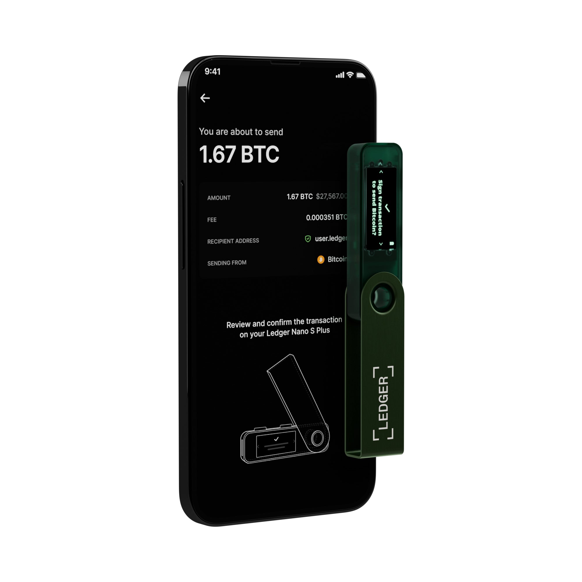 LEDGER Nano S Plus Crypto Wallet Emerald Green