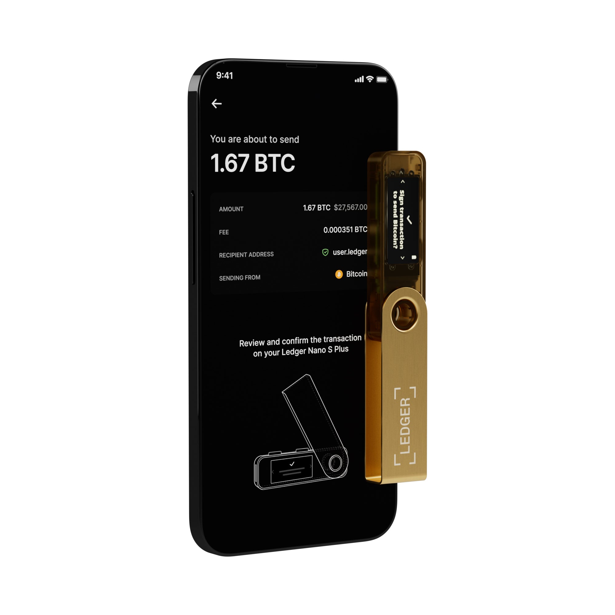 LEDGER Nano S Plus Crypto Wallet Gold