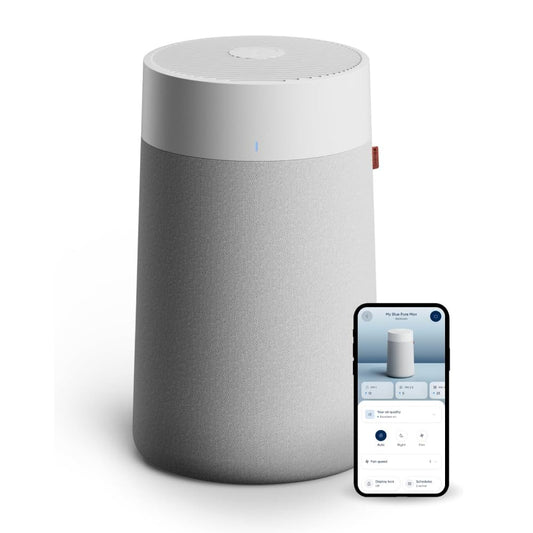 BLUEAIR Blue Max 3450i | Hi-Performance Air Purifier, 3-Stage Filtration, Collects Dust, Gas, Pet Hair, VOCs, Washable Fabric Pre-Filter, for Home/Office – Up to 540 sqf Room size - White Grey