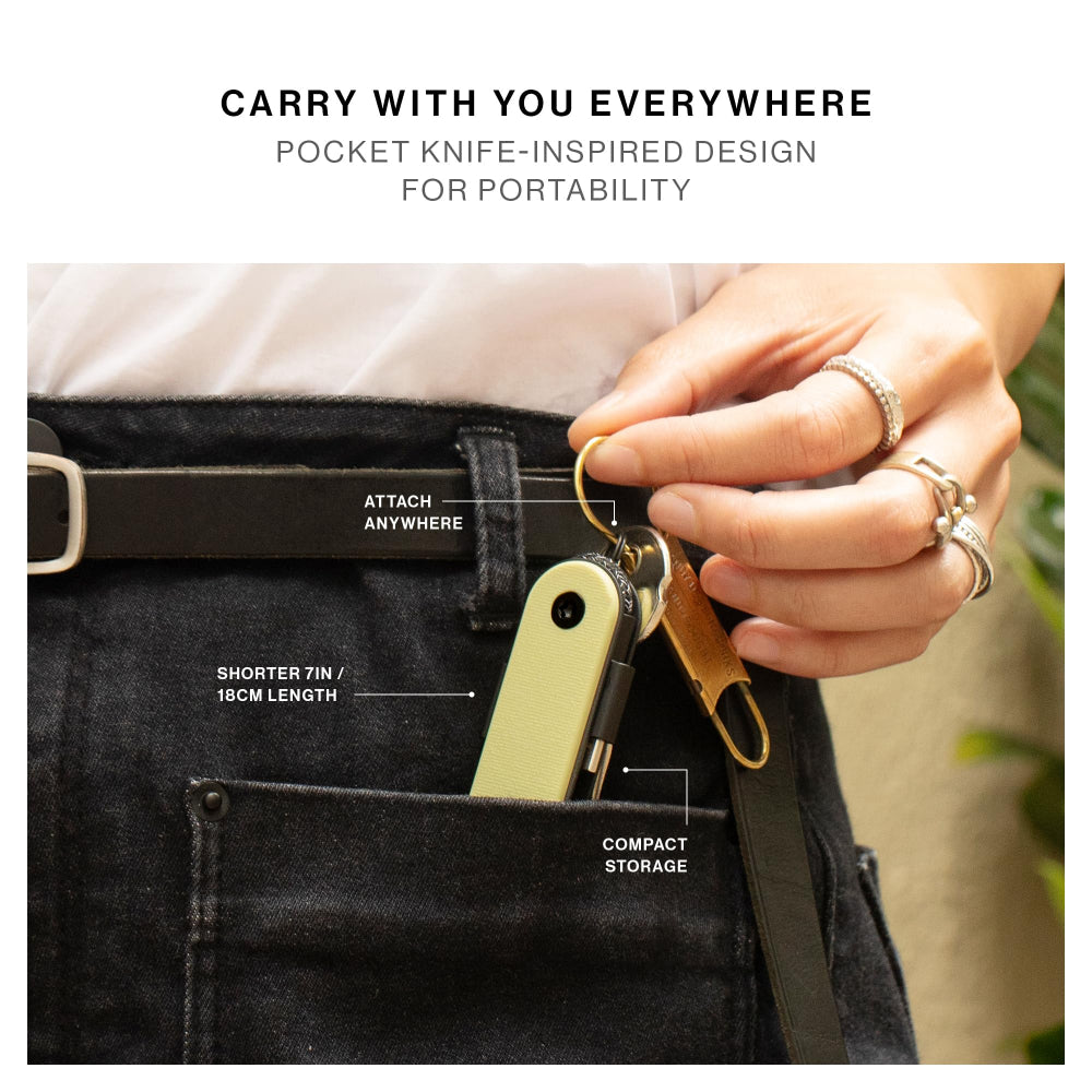 Native Union Pocket USB-C to USB-C Cable| 6.5in/17cm Portable USB-C Charging Cable and Keychain, Versatile Heavy Duty Design, w/ Cable Management, Eco-Friendly Recycled Material - Lemon