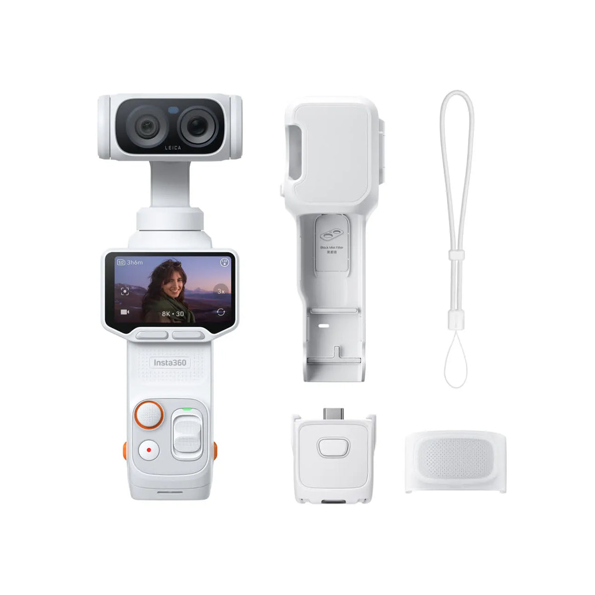 Insta360 Luna Ultra Standard Bundle| 8K Pocket Size Gimbal Camera w/ Dual Leica Lens System + Protective Cover + Wind Guard + Thread Handle + Wrist Strap, For Travel, Vlogging, Black