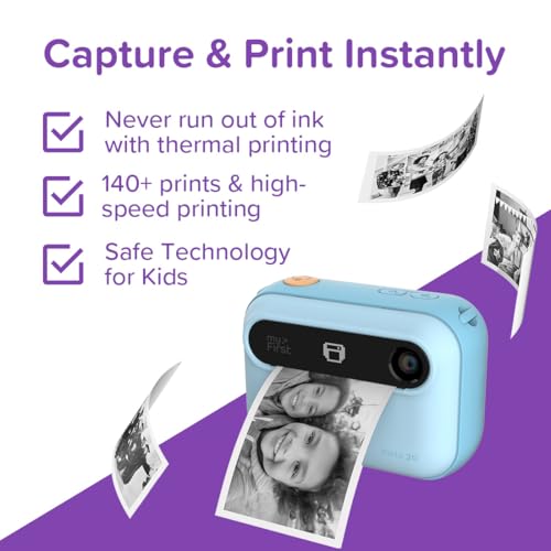 myFirst Camera Insta 20 Bundle - Instant Print Digital Camera for Kids with 16MP Photos 1080P, 4-12 Years Old boy Gift Ideas, Thermal Printing No Ink, Support Micro SD Card (Blue)