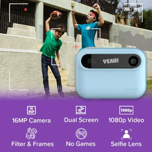 myFirst Camera Insta 20 Bundle - Instant Print Digital Camera for Kids with 16MP Photos 1080P, 4-12 Years Old boy Gift Ideas, Thermal Printing No Ink, Support Micro SD Card (Blue)
