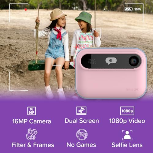 myFirst Camera Insta 20 Bundle - Instant Print Digital Camera for Kids with 16MP Photos 1080P, 4-12 Years Old boy Gift Ideas, Thermal Printing No Ink, Support Micro SD Card (Cotton Candy Mix)