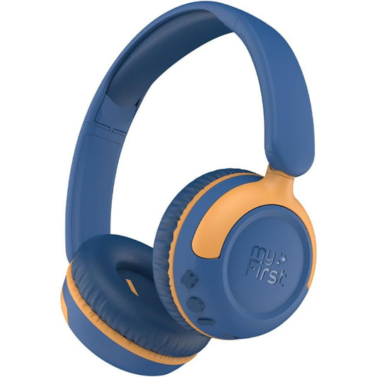 myFirst CareBuds Max - Wireless Headphones for Kids with Microphone Interchangeable EarPads Smart Volume Limit 52 Hours Playtime Fast Charging (Blueberry Pop)