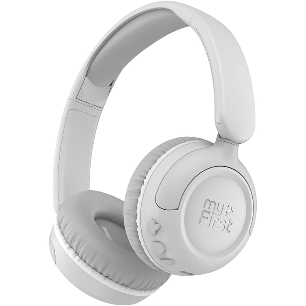 myFirst CareBuds Max - Wireless Headphones for Kids with Microphone Interchangeable EarPads Smart Volume Limit 52 Hours Playtime Fast Charging (Mist White)