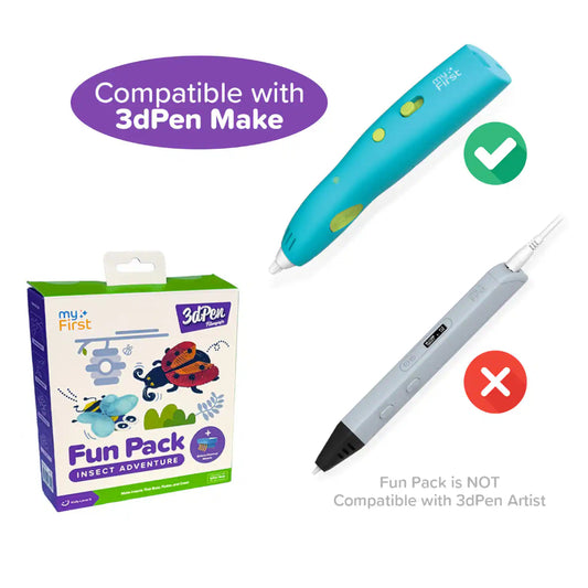 myFirst Fun Pack 3dPen Make PCL Filaments for 3D Printing Pen – Educational Kids' STEAM Activities with Stencil Book, 3D Motion Figures (Insect Adventure)