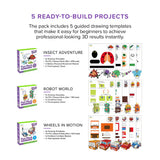 myFirst Fun Pack 3dPen Make PCL Filaments for 3D Printing Pen – Educational Kids' STEAM Activities with Stencil Book, 3D Motion Figures (Insect Adventure)
