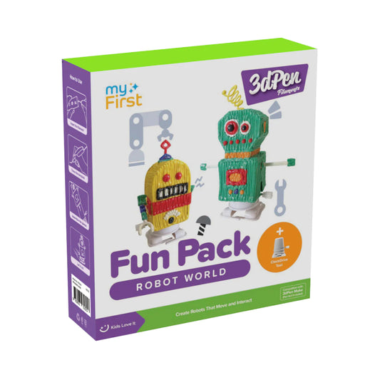 myFirst Fun Pack 3dPen Make PCL Filaments for 3D Printing Pen – Educational Kids' STEAM Activities with Stencil Book, 3D Motion Figures (Robot World)