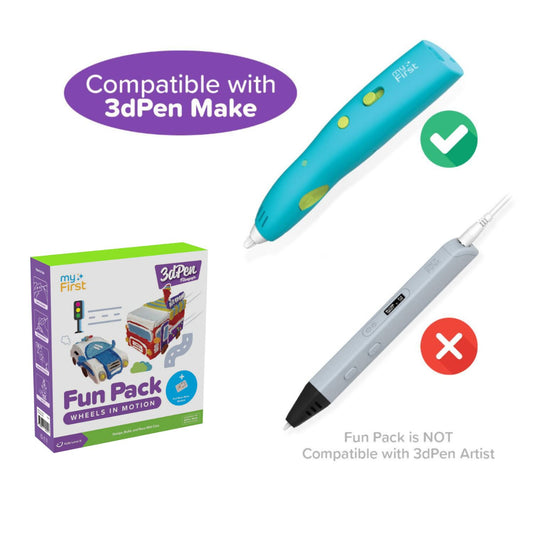 myFirst Fun Pack 3dPen Make PCL Filaments for 3D Printing Pen – Educational Kids' STEAM Activities with Stencil Book, 3D Motion Figures (Wheels in Motion)