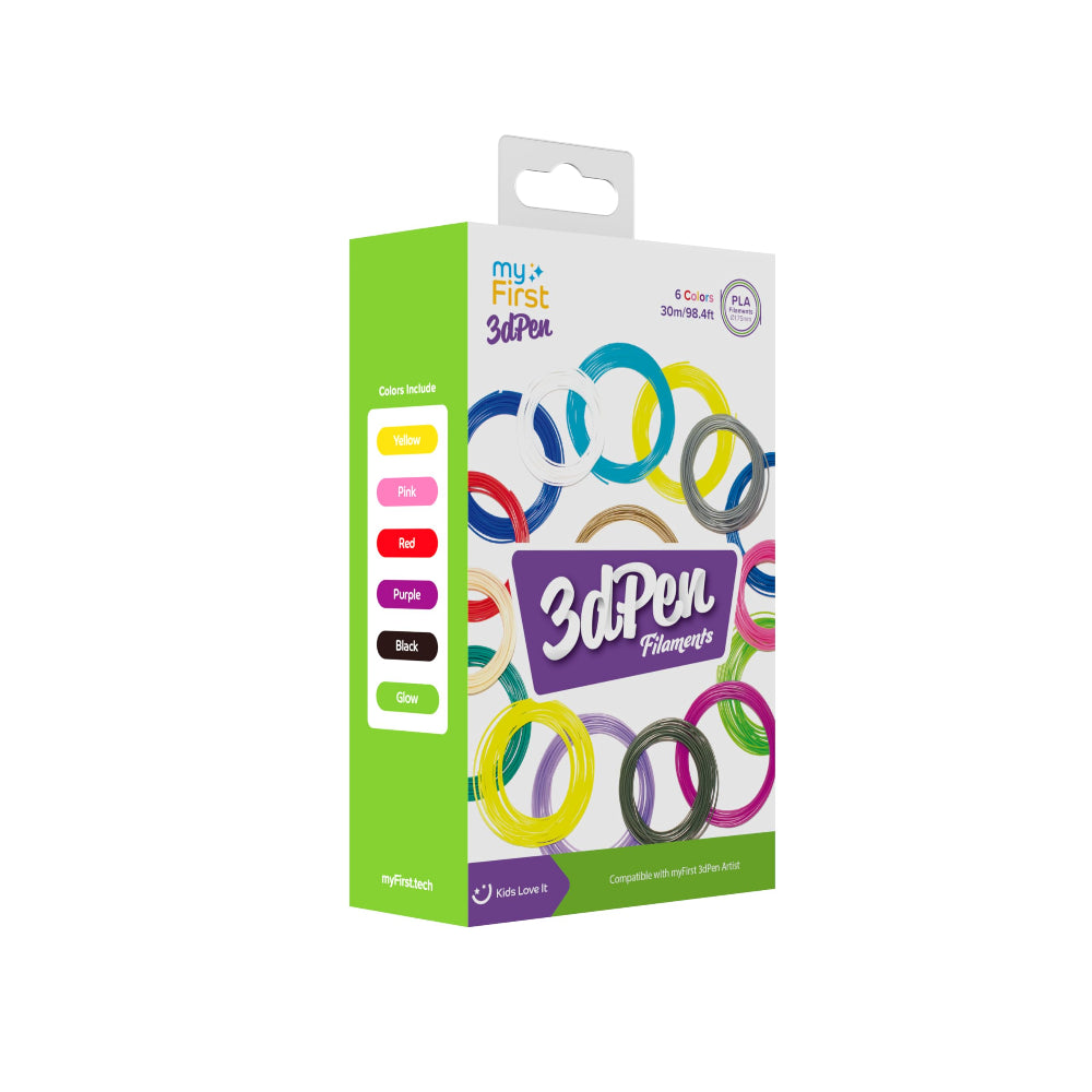 myFirst 3DPen Artist Filament, 5 Colors Mega Pack Cold Warm (Warm Type) / Red, Pink, Orange, Black, Purple