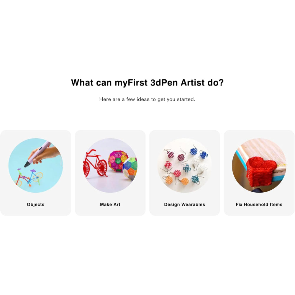 myFirst 3dPen Artist 3D Printing Pen for Kids & Teens – Adjustable Temperature, OLED Display, Biodegradable PLA Filament Included (6 Colors), Safe Creative Tool for Art, STEM & DIY Projects - Purple