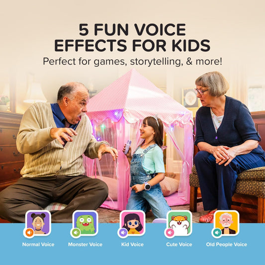 myFirst Voice 2 Microphone for Kids – Wireless Portable Karaoke & Singing Mic with Clear Sound, Fun Voice Effects & Rechargeable Battery, Lightweight Design – Perfect Karaoke Accessory - Pink