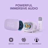myFirst Voice 2| Kids Portable Karaoke Machine w/ Wireless Mic, Rechargeable Battery, Bluetooth Speaker, SD Card Slot, Wide Compatibility - Purple