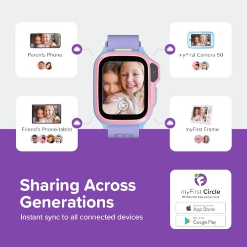myFirst Fone S4 Kids Smartwatch Phone with eSIM – 4G LTE Voice & Video Calls, Advanced GPS Tracking, magiCode Messaging, 5MP Camera, SOS & Parental Controls, Fun Habit Tracker – Ages 5-12 - Cotton Candy Mix