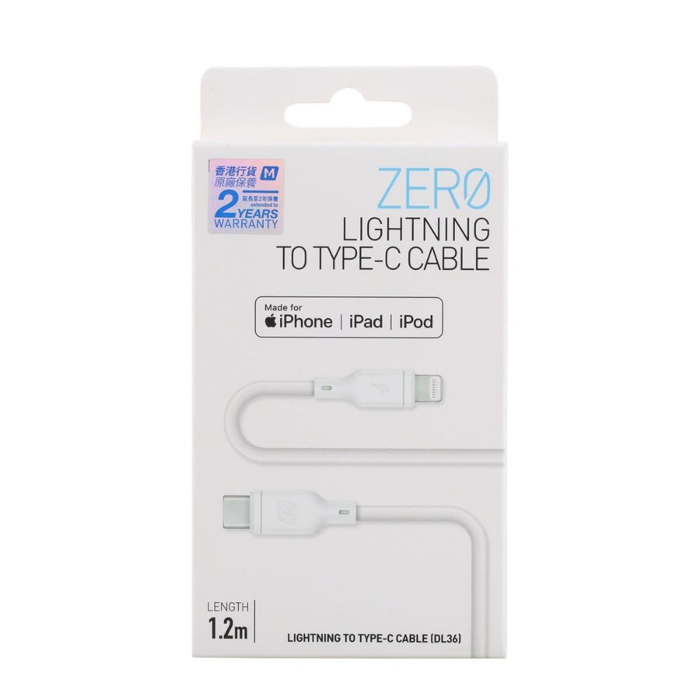 Momax Zero USB-C to Lightning 1.2M| Fast Charge, MFi Certified, Flexible Heavy Duty, for Apple iPhone 14/13/12/11/X Pro Max Mini Plus, iPads, Airpods - White