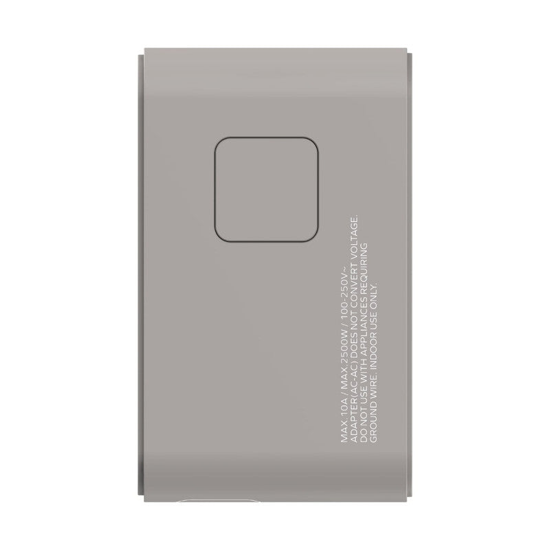 MOMAX 1 World Universal 3-Port Travel Charger + Built-in USB-C Cable GaN 70W - Grey