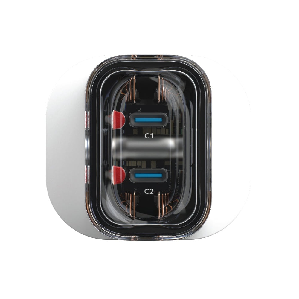MOMAX 1 CHARGE FLOW PD 35W GAN Wall Charger 2 Ports - UK - Transparent White
