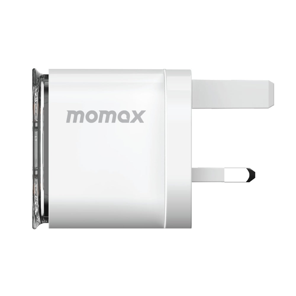 MOMAX 1 CHARGE FLOW PD 35W GAN Wall Charger 2 Ports - UK - Transparent White